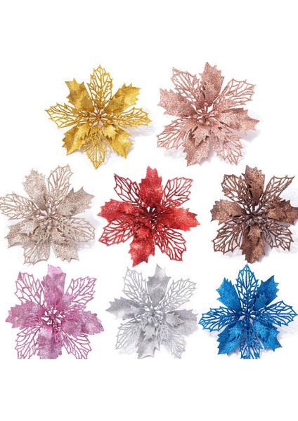5 Adet Şampanya 5 Adet Noel Çiçek Başları Renkli Glitter Toz Noel Çiçeği Noel Ağacı Dekorasyon Navidad Parti Masa Ayar Malzemeleri (Yurt Dışından) fiyatları