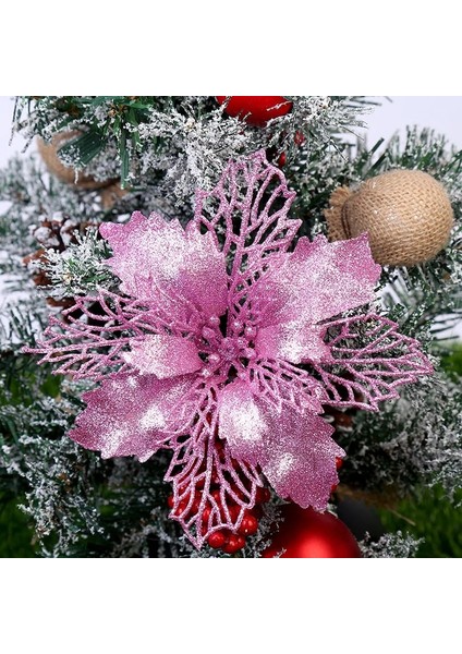 5 Adet Şampanya 5 Adet Noel Çiçek Başları Renkli Glitter Toz Noel Çiçeği Noel Ağacı Dekorasyon Navidad Parti Masa Ayar Malzemeleri (Yurt Dışından) indirimleri