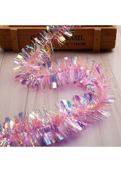 Şeker Pembe 2023 2 M Folyo Tinsel Noel Ağacı Dekorasyon Şeker Çelenk Ev Için Yeni Yıl Süslemeleri Yıldız Folyo Tinsel Noel Dekorasyon (Yurt Dışından)