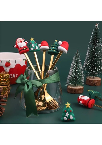 Altın Elk Kaşık Yeni Noel Baba Noel Kaşık Çatal Seti 2 Adet 2024 Yeni Yıl Noel Dekorasyonu Ev Noel Hediyesi Için Natal Noel 2023 Merry Christmas (Yurt Dışından)