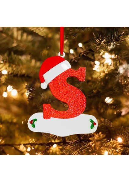 E Noel Ağacı Askı Süsleri 26 Alfabe ile Noel Şapka Süsleme Diy El Sanatları Noel Ağacı Parti Süslemeleri #50G (Yurt Dışından)