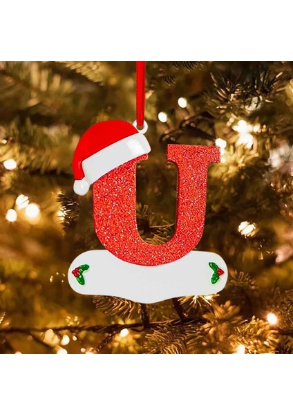 E Noel Ağacı Askı Süsleri 26 Alfabe ile Noel Şapka Süsleme Diy El Sanatları Noel Ağacı Parti Süslemeleri #50G (Yurt Dışından)