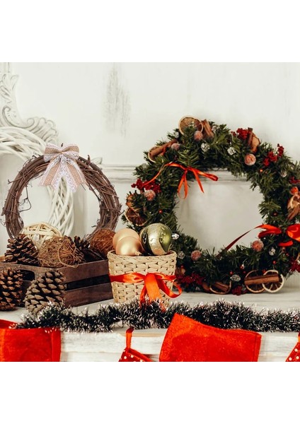 10 Adet B02 Noel Dekorasyon Doğal Rattan Çelenk Sahte Suni Çam Kozalağı Yuvarlak Kalp Yıldız Düğün Çelenk Garland Ev Dıy El Sanatları Dekor (Yurt Dışından)