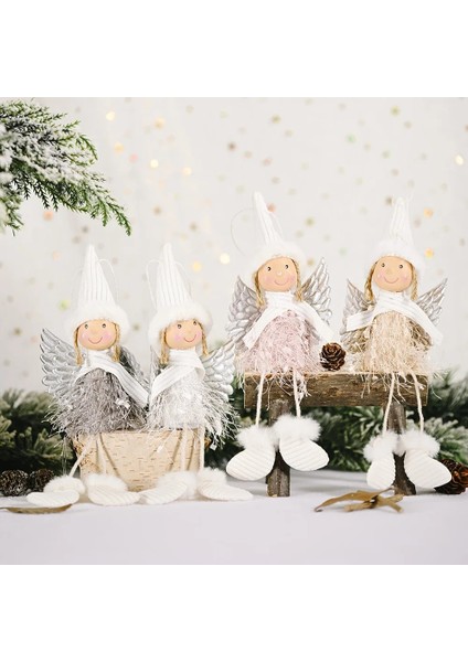 01-Beyaz 1pc Yeni Yıl Noel Peluş Melek Bebekler Sevimli Şapkalı Noel Ağacı Süs Noel Ev Dekorasyonu Bebek Kolye Çocuk Hediyesi 2021 (Yurt Dışından) fiyatları