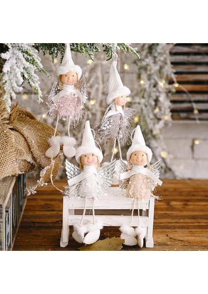 01-Beyaz 1pc Yeni Yıl Noel Peluş Melek Bebekler Sevimli Şapkalı Noel Ağacı Süs Noel Ev Dekorasyonu Bebek Kolye Çocuk Hediyesi 2021 (Yurt Dışından) modelleri