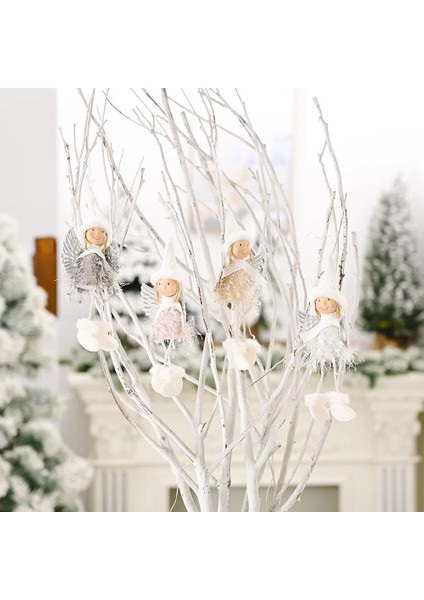 01-Beyaz 1pc Yeni Yıl Noel Peluş Melek Bebekler Sevimli Şapkalı Noel Ağacı Süs Noel Ev Dekorasyonu Bebek Kolye Çocuk Hediyesi 2021 (Yurt Dışından) indirimleri