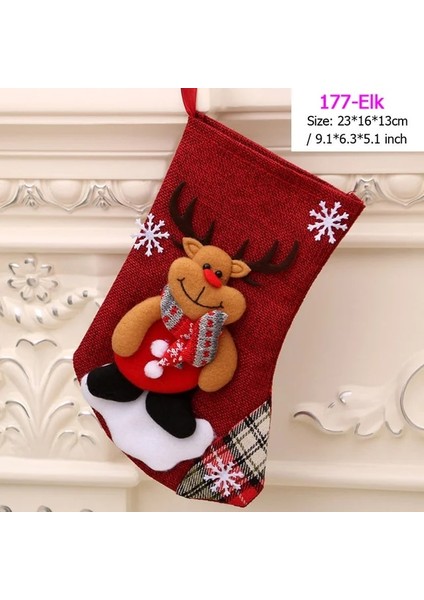 177-ELK Santa Stocking Çorap Şeker Çanta Noel Ağacı Süsler Kolye Keten Hediye Çantası Çocuklar Için Şömine Asılı Dekorlar Parti Kaynağı (Yurt Dışından) fiyatları