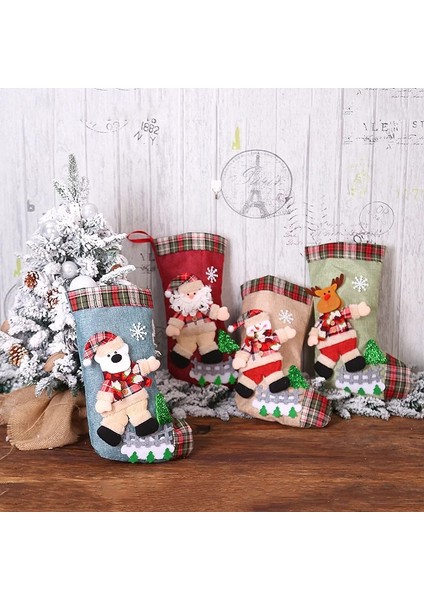 Kardan Adam Ağacı Yeni Yıl 2023 Hediyeler 1 Adet Noel Çorap Noel Dıy Noel Doğum Noel Süslemeleri Ev Süsler Için Navidad Dekor Çelenk (Yurt Dışından)