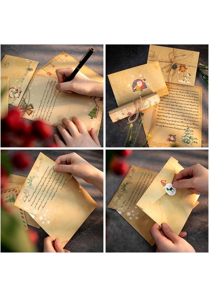 6 Adet Mektup Kağıdı 6 Adet Vintage Noel Kraft Mektup Kağıdı Noel Baba Kardan Adam Mektup Pedi Hediye Zarflar Noel Partisi Dıy Davetiye Tebrik Kartı (Yurt Dışından)