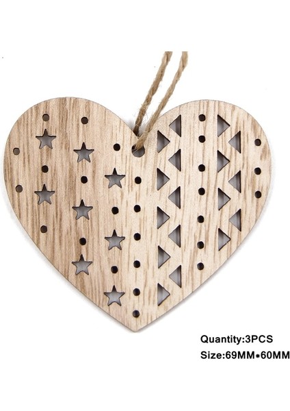 3PCS-2058-HEART 3pcs Güzel Kalp Çok Stiller Ahşap Kalp Kolye Süsler Ahşap El Sanatları Aşk Hediyeler Dıy Askı Süsleri Düğün Süslemeleri (Yurt Dışından)