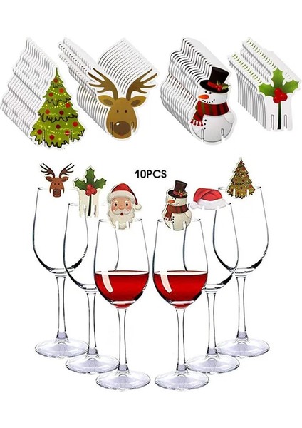 Stil 4 10 Adet Şarap Bardağı Kartı Yılbaşı Dekoru Noel Baba Şapkası Cam Dekor Noel Ağacı Kardan Adam Ev Dekorasyon Dekor Noel Aksesuarları (Yurt Dışından) fiyatları