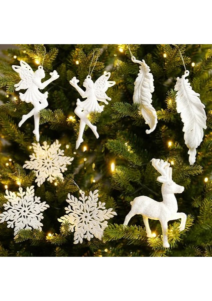 2pcs-C Noel Ağacı Süsler Beyaz Melek Bebek Kar Taneleri Kırmızı Altın Elk Topu Noel Ağacı Asılı Dekorasyon Yeni Yıl 2023 Çocuk Oyuncakları (Yurt Dışından) fırsatları