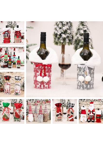 88-Red-Yeni Yıl 2023 Hediye Yeni Noel Şarap Şişesi Toz Kapağı Noel Noel Süslemeleri Ev Için Navidad 2022 Yemeği Masa Dekor (Yurt Dışından)