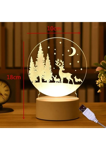 La Gou USB Sıcak Beyaz Noel Süslemeleri Ev Ağacı Elk Noel 3D Akrilik USB Gece Lambası Noel Hediyesi Navidad 2021 Yeni Yıl Ev Dekorasyonu Çelenk (Yurt Dışından) fırsatları