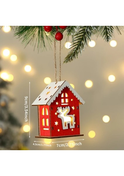 Stil 1 Yeni Noel Ahşap Ev Kolye Kardan Adam Elk Noel Baba Ayı Evi Aydınlatma Parlayan Kütük Kabin Noel Dekorasyon Malzemeleri (Yurt Dışından)