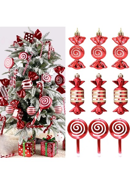 4 M-Pembe Top 6 Adet/grup Noel Ağacı Kolye Galvanik Kırmızı Lolipop Şeker Noel Noel Çocuk Hediye Noel Ev Dekor Yeni Yıl 2023 Navidad (Yurt Dışından) fırsatları