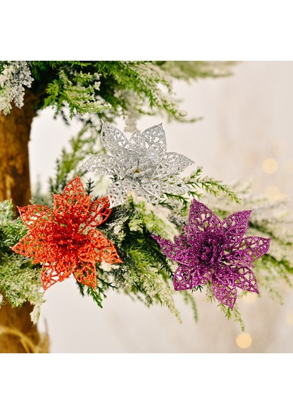 Pembe 10 cm 5 Adet 5 Adet Noel Glitter Yapay Çiçek Noel Ağacı Çiçek Dekorasyon Sahte Çiçek Ev Partisi 2022 Yeni Yıl Süsler Navidad (Yurt Dışından) modelleri
