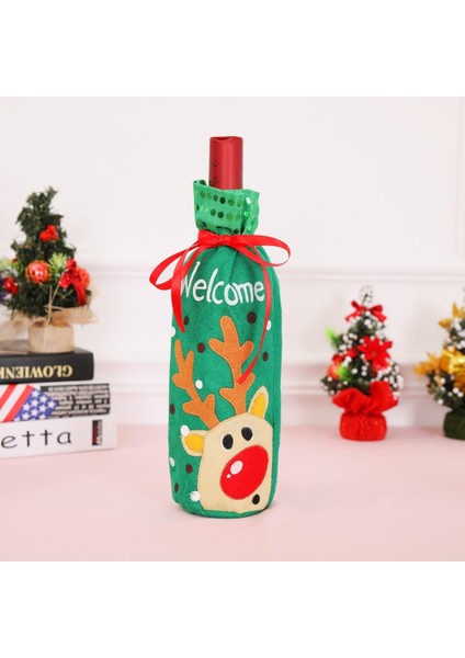 Stil D Elk Noel Süslemeleri Noel Baba Şarap Şişesi Kapakları Kardan Adam Şampanya Hediyeler Çanta Payetler Noel Ev Yemeği Parti Masa Dekorları (Yurt Dışından)