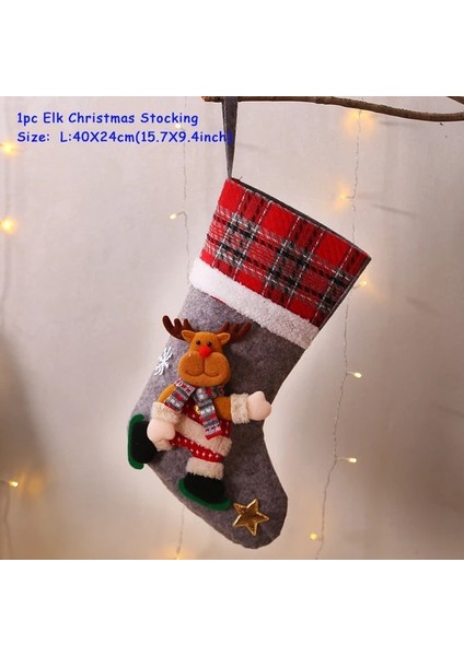 Elk STAR-L-2023 Yeni Yıl Noel Çorabı Çuval Noel Hediyesi Şeker Çanta Noel Noel Süslemeleri Ev Için Navidad Çorap Noel Ağacı Dekoru (Yurt Dışından)