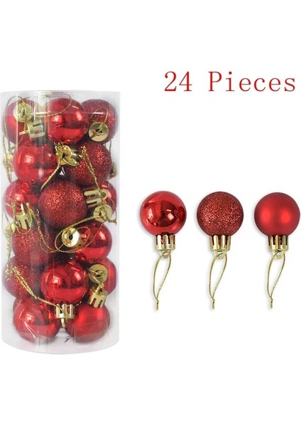 A03 24 Adet 3 cm 1 Kutu Gül Altın Plastik Noel Topları Süs 4 cm Asın Kolye Topu Kapalı Yeni Yıl Noel Ağacı Dekor Ev Noel Dekorasyon (Yurt Dışından)