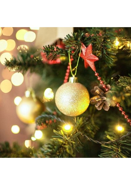A03 24 Adet 3 cm 1 Kutu Gül Altın Plastik Noel Topları Süs 4 cm Asın Kolye Topu Kapalı Yeni Yıl Noel Ağacı Dekor Ev Noel Dekorasyon (Yurt Dışından)