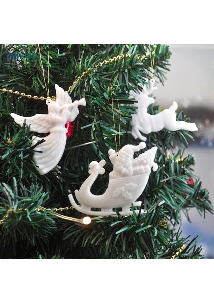 Melek Bebek 3 Adet/takım Geyik Çekme Sepeti Küçük Elk Beyaz Melek Bebek Yılbaşı Ağacı Kolye Ev Noel Partisi Düğün Süslemeleri Çocuklar Hediye Navidad (Yurt Dışından) modelleri