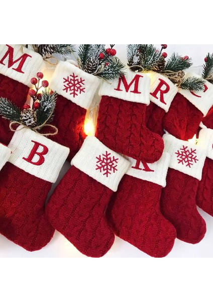 W Noel Alfabe Örgü Çorap Yılbaşı Ağacı Süsleri Noel Süslemeleri Ev 2023 Navidad Noel 2024 Noel Hediyesi (Yurt Dışından)