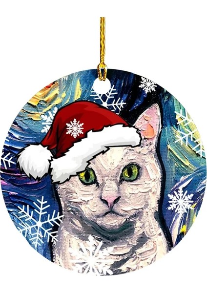 14 1 Adet Noel Sevimli Köpek Kedi Şapka Kolye Noel Dekorasyon Kolye Karikatür Noel Ağacı Kolye Ev Araba Sırt Çantası Süsleme (Yurt Dışından)