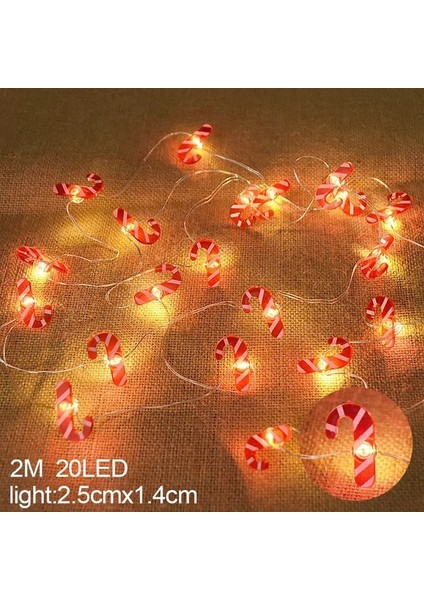 Koltuk Değneği 2m 20LED Noel Baba Kar Tanesi LED Işık Dize Noel Dekorasyon Ev Noel Ağacı Süsleme 2022 Navidad Çocuklar Hediye Yeni Yıl (Yurt Dışından)