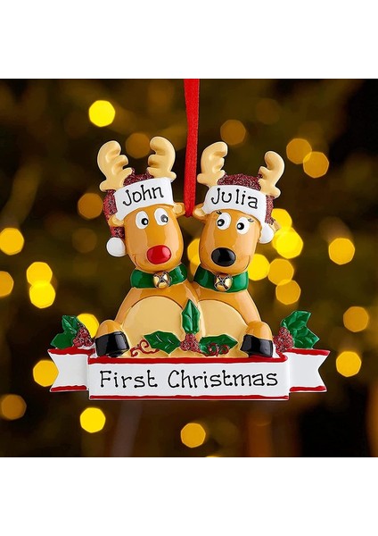 4 Geyik Kafaları Kişiselleştirilmiş Ren Geyiği Ailesi Noel Ağacı Biblo Yeni Yıl Noel Asılı Kolye Süsleme Elk Geyik Aile Dekorasyon Hediye (Yurt Dışından) modelleri