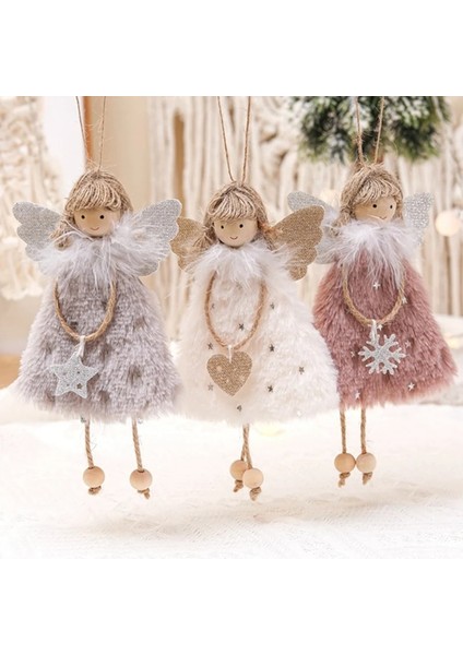 208-PEMBE Kalp 2023 Navidad Noel Ağacı Kolye Süsler 2024 Yeni Yıl Hediyeleri Noel Melek Bebekler Ev Için Noel Dekorasyon Doğum Noel Deco (Yurt Dışından)