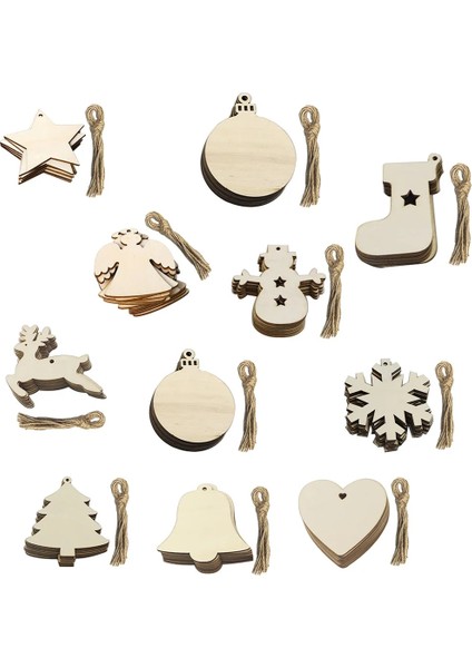 JM00255 10 Adet Dıy Ahşap Noel Süs Bitmemiş Ahşap Noel Ağacı Dıy Zanaat Xms Ev Partisi Dekoru Için Asılı Süslemeler (Yurt Dışından) fırsatları