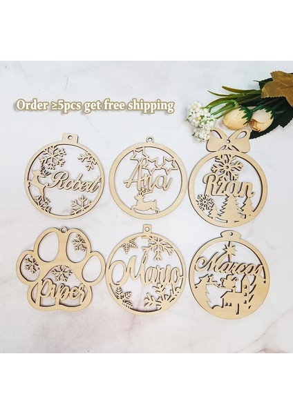 H 1pc Kişiselleştirilmiş Noel Kar Tanesi Topu Özel Lazer Kesim Baubles Farklı Isim Süs Noel Asılı Hediye Ağacı Ahşap Etiketler (Yurt Dışından)