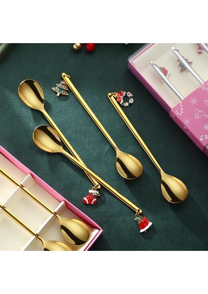 Gümüş Spoon-0 6 Adet Yeni Yıl 2023 Noel Kaşık Metal Merry Christmas Kaşık Çatal Kutusu Parti Sofra Süsler Ev Için Noel Süslemeleri (Yurt Dışından) fırsatları