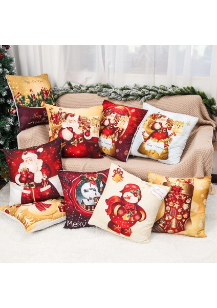 Stil 8 Noel Baba Yastık Kılıfı Mutlu Yeni Yıl 2023 Noel Hediyeleri 2022 Noel Dekor Ev Mutlu Noeller Süs Navidad Doğum Noel Hediyeleri (Yurt Dışından)