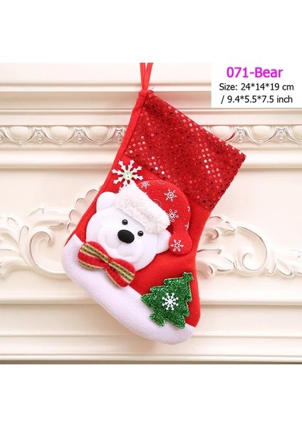 071-BEAR Santa Stocking Çorap Şeker Çanta Noel Ağacı Süsler Kolye Keten Hediye Çantası Çocuk Şömine Asılı Dekorlar Parti Kaynağı (Yurt Dışından) fiyatları