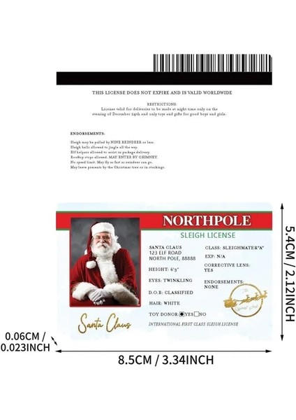 L 2 Adet 1/2/3 Adet Noel Baba Uçuş Lisans Kartı Noel Arifesi Ehliyet Noel Hediyesi Çocuklar Için Mutlu Noeller Süslemeleri (Yurt Dışından)