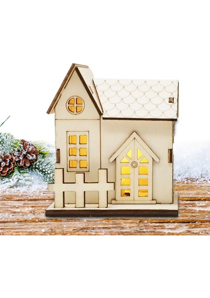 B Mini LED Işık Ahşap Ev Noel Minik Köy Evleri Noel Aksesuarları Mini Işık Up Masa El Sanatları Noel Hediyesi (Yurt Dışından)