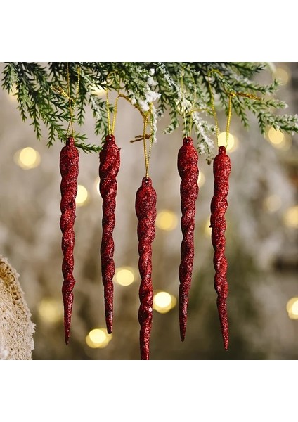 Kırmızı 10 Adet/grup Noel Sahte Kar Taneleri Noel Ağacı Asılı Süsleme Simülasyon Buz Kış Parti Noel Yeni Yıl Dekorasyon Icicle (Yurt Dışından)