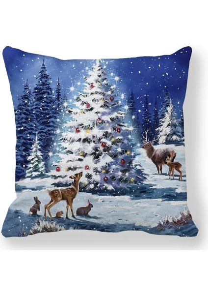 Stil 13 45X45CM 40 Stil Mutlu Yıllar 2023 Ev Için Merry Christmas Süslemeleri Santa Elk Kanepe Süsleri Minder Örtüsü 45X45CM Navidad T126 (Yurt Dışından)