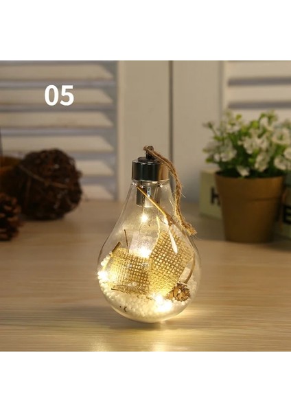 05 Noel Ağacı Dekor Peri Işıklar Şeffaf LED Işıklı Gece Lambası Topu Asılı Kolye Ev Yeni Yıl Noel Süslemeleri (Yurt Dışından)