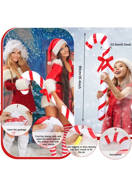 Ayı B Şişme Noel Dev Baston Şekerler Dekorasyon 90 cm Yenilik Noel Şeker Kamışı Sopa 2023 Yeni Yıl Partisi Şişme Sahne (Yurt Dışından)