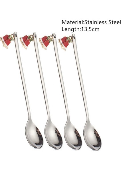 Gümüş Çan-Kaşık 4pcs Noel Elk Zencefilli Kurabiye Adam Kahve Kaşığı Çay Kaşığı Tatlı Paslanmaz Çelik Kaşık Sofra Noel Hediyesi Yeni Yıl 2023 (Yurt Dışından)