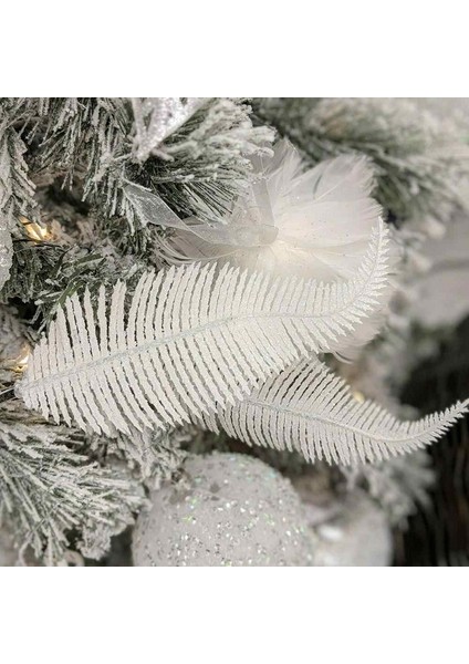 Şampanya 3 Adet Glitter Tüy Yapay Yapraklar Klip Noel Ağacı Süs Noel Partisi Ev Dekorasyon Navidad Yeni Yıl Düğün Çiçekleri (Yurt Dışından)