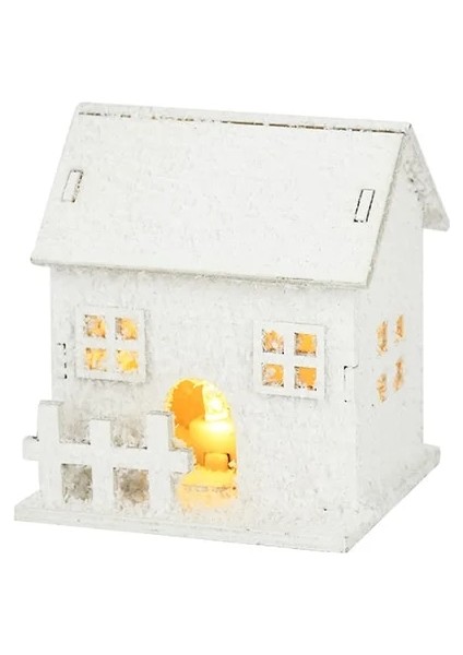 B02 Noel LED Işık Ahşap Ev Katiyen Kar Aydınlık Kabin Noel Ağacı Asılı Süsleme Parlayan Kale Çocuklar Hediye Yeni Yıl 2023 (Yurt Dışından)