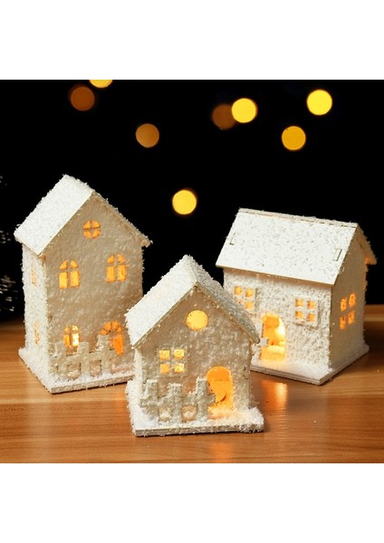 B02 Noel LED Işık Ahşap Ev Katiyen Kar Aydınlık Kabin Noel Ağacı Asılı Süsleme Parlayan Kale Çocuklar Hediye Yeni Yıl 2023 (Yurt Dışından) modelleri