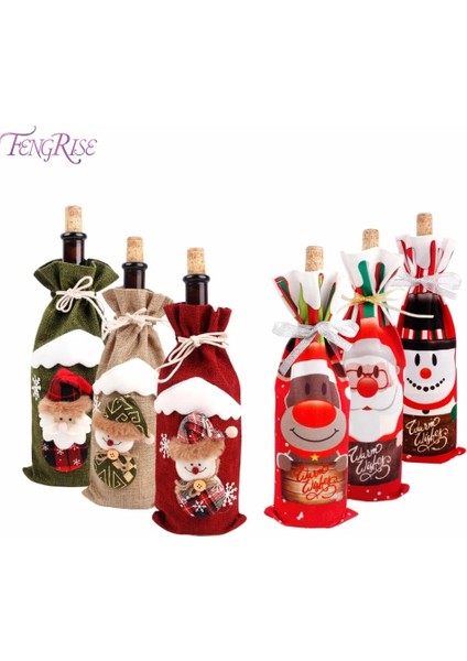 Noel Ren Geyiği Fengrise Noel Süslemeleri Ev Için Noel Baba Şarap Şişesi Kapağı Kardan Adam Çorap Hediye Sahipleri Noel Navidad Dekor Yeni Yıl (Yurt Dışından)