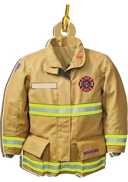 G08 Noel Ağacı Süsleri Itfaiyeci Üniforma Kask Ahşap Süs Polis Asker Itfaiyeci Ceket Hediye Hatıra Ev Araba Kolye (Yurt Dışından)