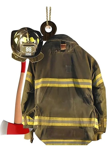 G08 Noel Ağacı Süsleri Itfaiyeci Üniforma Kask Ahşap Süs Polis Asker Itfaiyeci Ceket Hediye Hatıra Ev Araba Kolye (Yurt Dışından) fiyatları