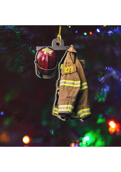 G08 Noel Ağacı Süsleri Itfaiyeci Üniforma Kask Ahşap Süs Polis Asker Itfaiyeci Ceket Hediye Hatıra Ev Araba Kolye (Yurt Dışından) modelleri